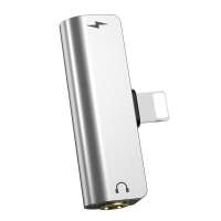 Stock telefonia adattatore hoco digital 3.5 audio converter per apple iphone 7/8/x/xs/xr/xs max 2in1 lightning/aux silver-Hoco